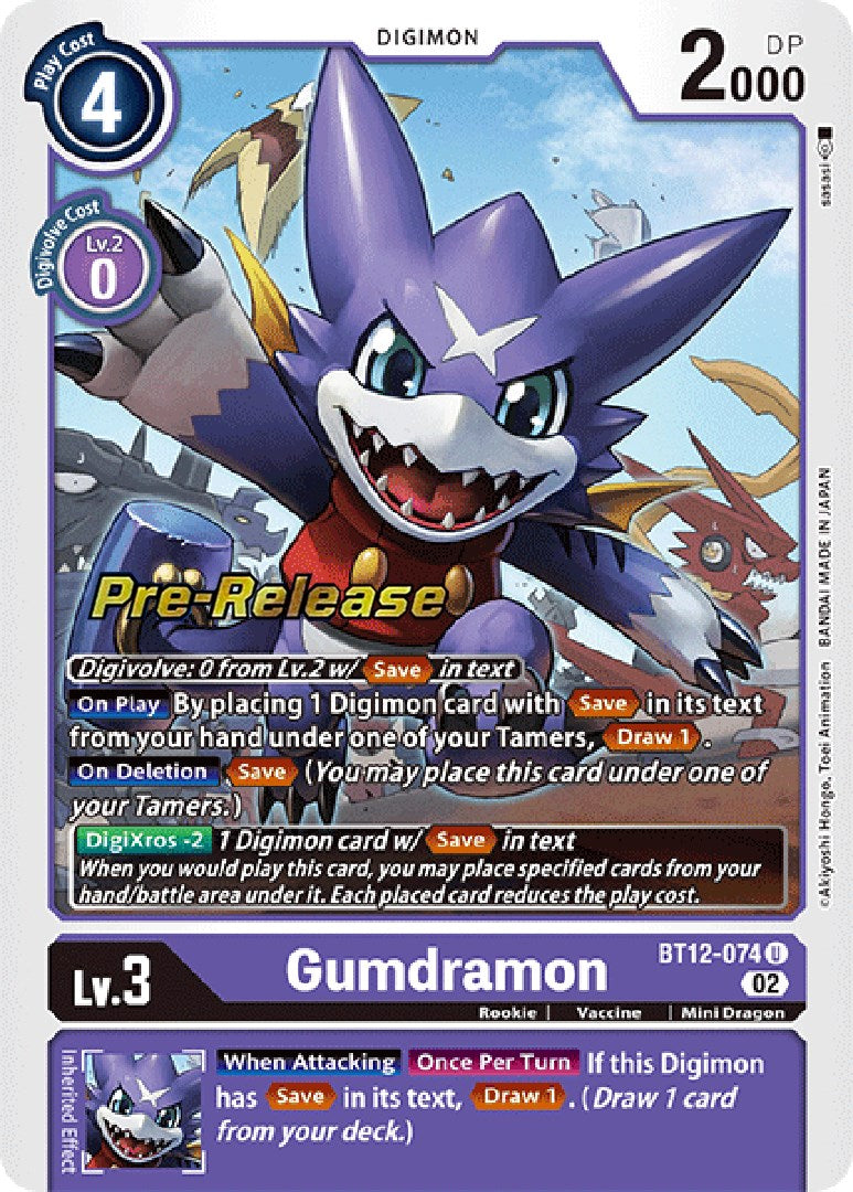 Gumdramon [BT12-074] [Across Time Pre-Release Cards] | Anubis Games and Hobby