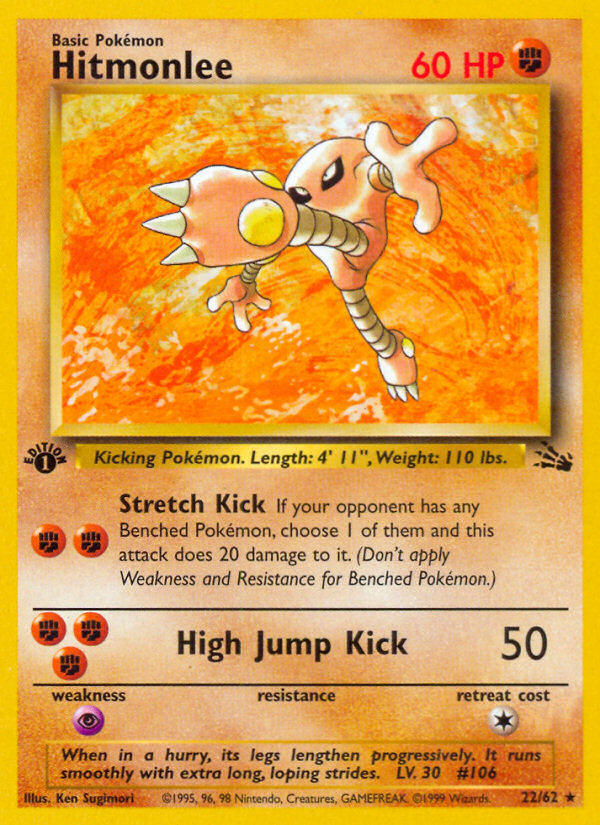 Hitmonlee (22/62) [Fossil 1st Edition] | Anubis Games and Hobby