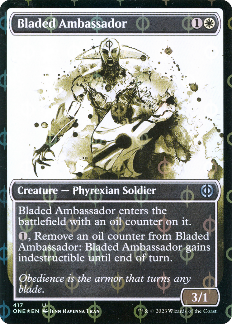 Bladed Ambassador (Showcase Ichor Step-and-Compleat Foil) [Phyrexia: All Will Be One] | Anubis Games and Hobby