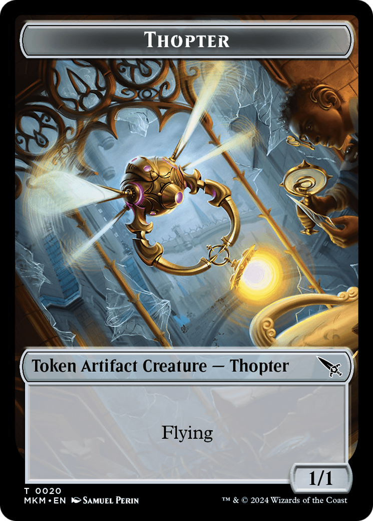 Thopter // Rhino Warrior Double-Sided Token [Murders at Karlov Manor Commander Tokens] | Anubis Games and Hobby