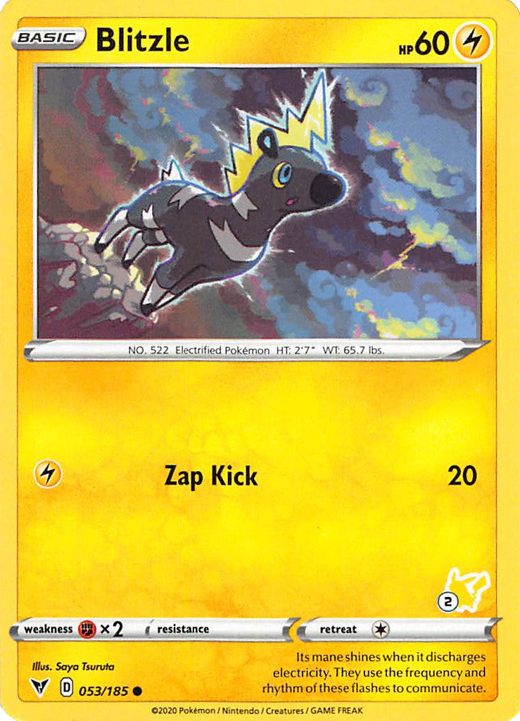Blitzle (053/185) (Pikachu Stamp #2) [Battle Academy 2022] | Anubis Games and Hobby