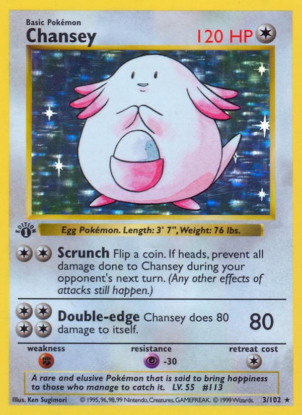 Chansey (3/102) (Shadowless) [Base Set 1st Edition] | Anubis Games and Hobby