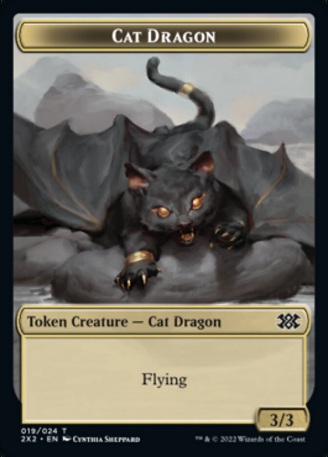 Cat Dragon // Soldier Double-Sided Token [Double Masters 2022 Tokens] | Anubis Games and Hobby