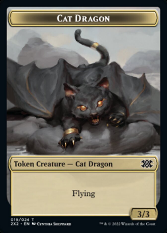 Cat Dragon // Monk Double-Sided Token [Double Masters 2022 Tokens] | Anubis Games and Hobby