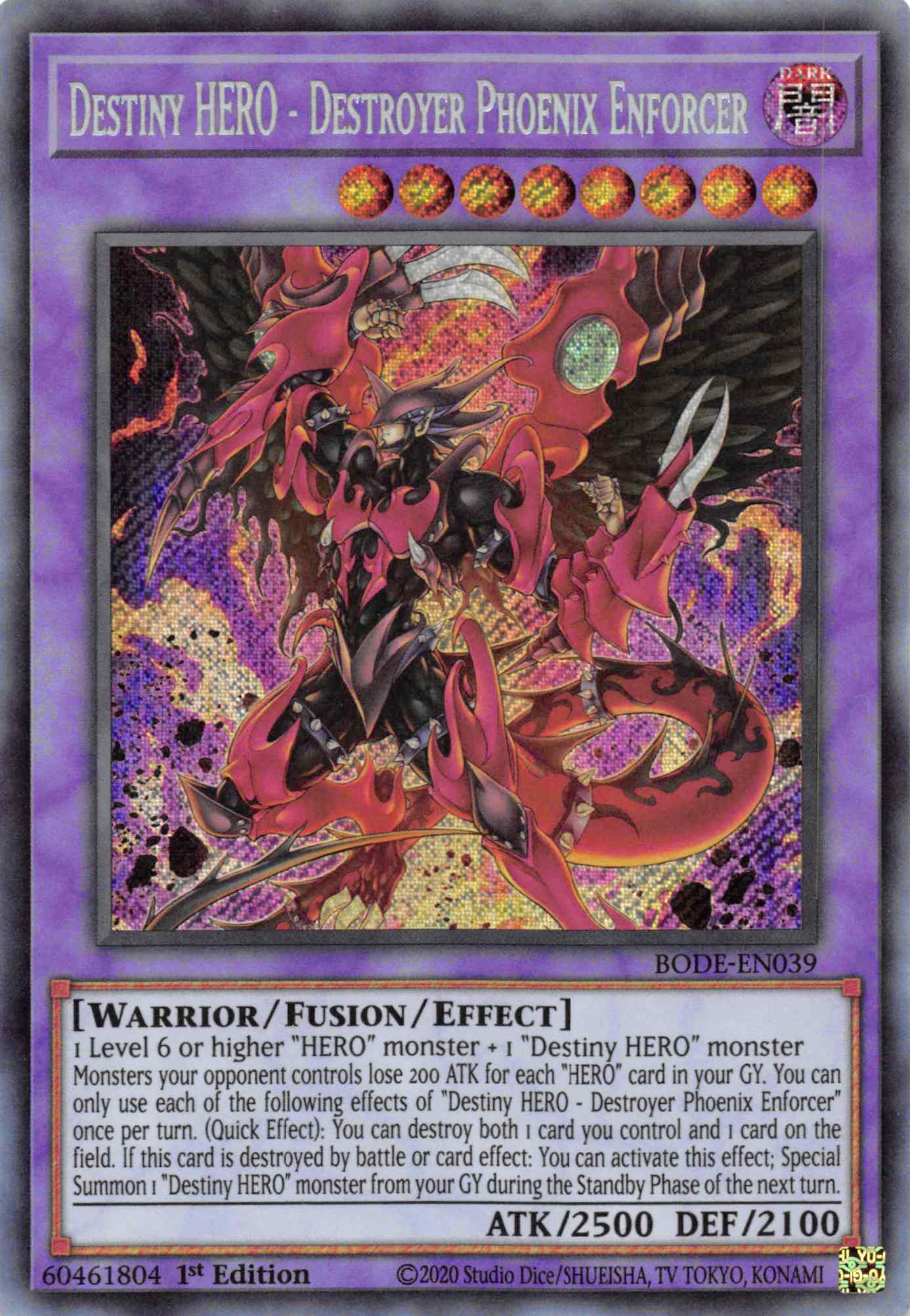 Destiny HERO - Destroyer Phoenix Enforcer [BODE-EN039] Secret Rare | Anubis Games and Hobby