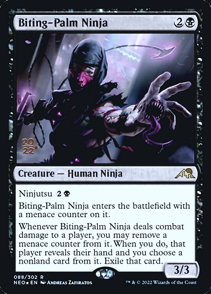 Biting-Palm Ninja [Kamigawa: Neon Dynasty Prerelease Promos] | Anubis Games and Hobby