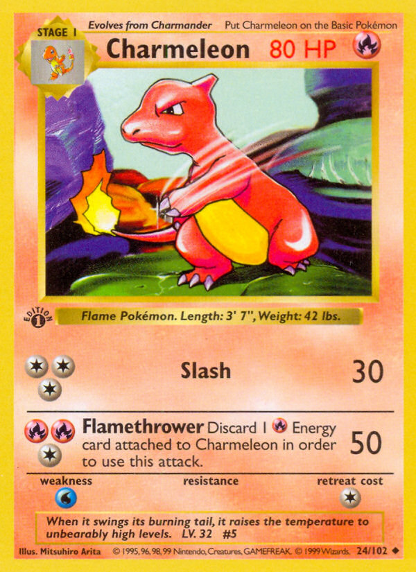 Charmeleon (24/102) (Shadowless) [Base Set 1st Edition] | Anubis Games and Hobby