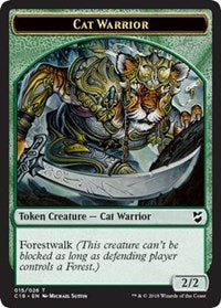 Cat Warrior // Plant Double-Sided Token [Commander 2018 Tokens] | Anubis Games and Hobby