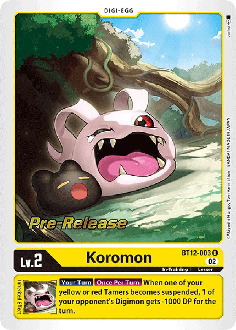 Koromon [BT12-003] [Across Time Pre-Release Cards] | Anubis Games and Hobby