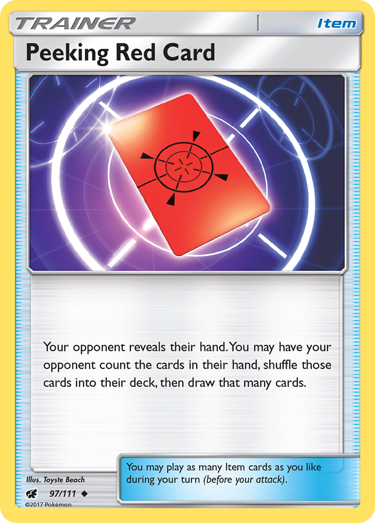 Peeking Red Card (97/111) [Sun & Moon: Crimson Invasion] | Anubis Games and Hobby