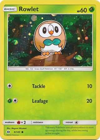 Rowlet (9/149) (Cosmos Holo) [Sun & Moon: Base Set] | Anubis Games and Hobby