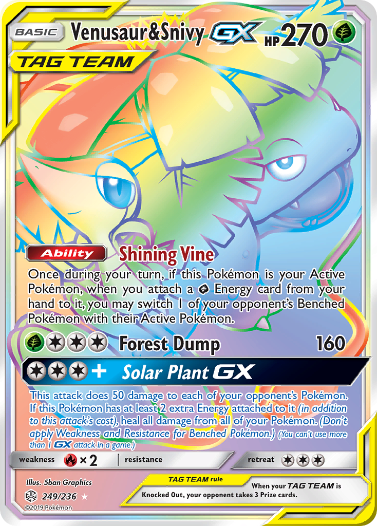 Venusaur & Snivy GX (249/236) [Sun & Moon: Cosmic Eclipse] | Anubis Games and Hobby