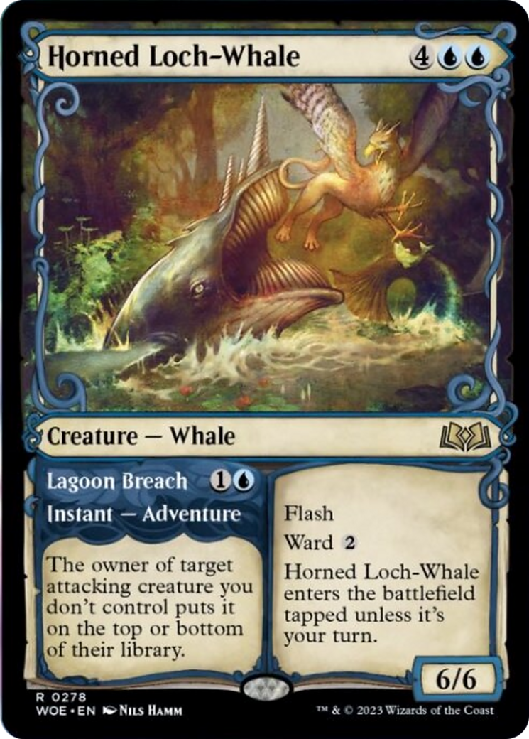 Horned Loch-Whale // Lagoon Breach (Showcase) [Wilds of Eldraine] | Anubis Games and Hobby