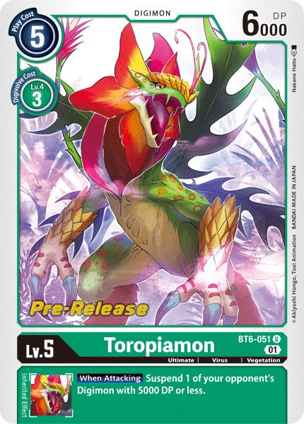 Toropiamon [BT6-051] [Double Diamond Pre-Release Cards] | Anubis Games and Hobby