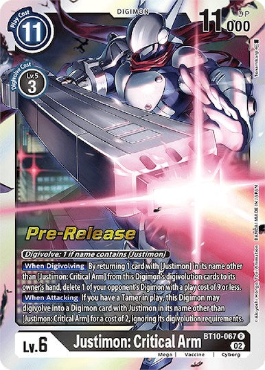 Justimon: Critical Arm [BT10-067] [Xros Encounter Pre-Release Cards] | Anubis Games and Hobby