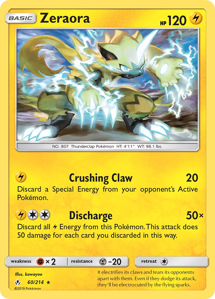 Zeraora (60/214) (Cracked Ice Holo) (Theme Deck Exclusive) [Sun & Moon: Unbroken Bonds] | Anubis Games and Hobby