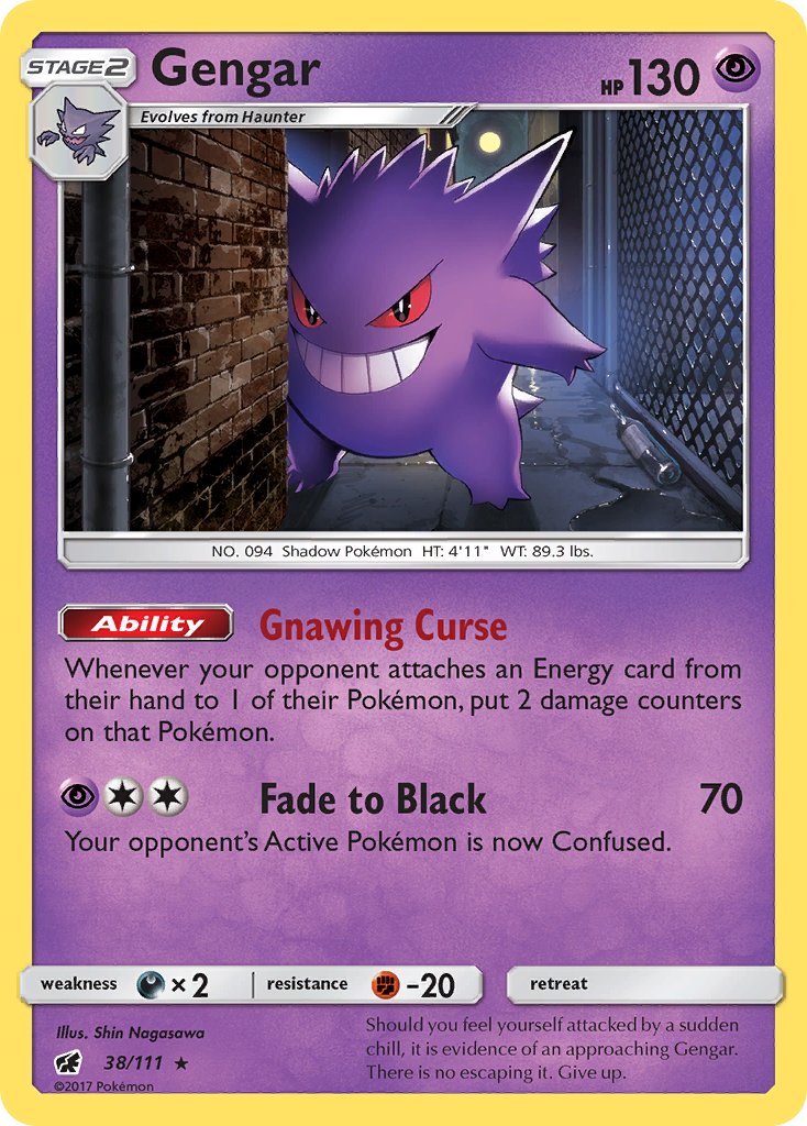 Gengar (38/111) (Prerelease Kit Exclusive) (Theme Deck Exclusive) [Sun & Moon: Crimson Invasion] | Anubis Games and Hobby