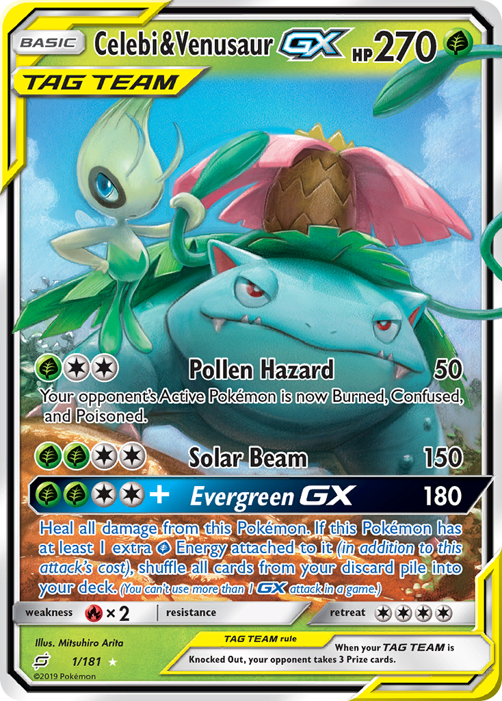 Celebi & Venusaur GX (1/181) [Sun & Moon: Team Up] | Anubis Games and Hobby