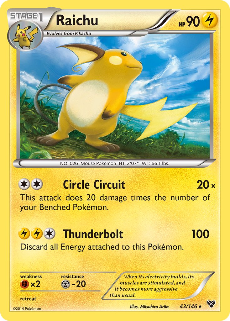 Raichu (43/146) (Battle Arena Deck Exclusive) (Theme Deck Exclusive) [XY: Base Set] | Anubis Games and Hobby