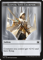 Warrior // Elspeth, Sun's Champion Emblem Double-Sided Token [March of the Machine Commander Tokens] | Anubis Games and Hobby