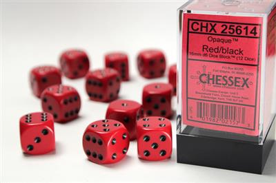 Opaque Red Black 16mm D6 | Anubis Games and Hobby