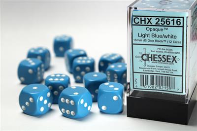 Opaque Light Blue White 16mm D6 | Anubis Games and Hobby