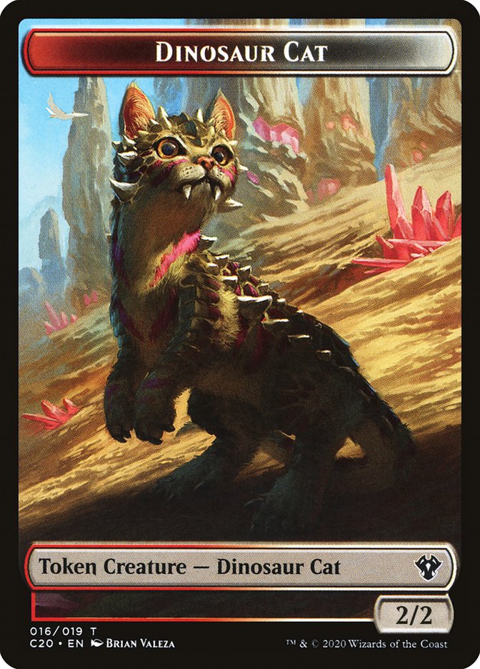 Bird // Dinosaur Cat Double-Sided Token [Commander 2020 Tokens] | Anubis Games and Hobby