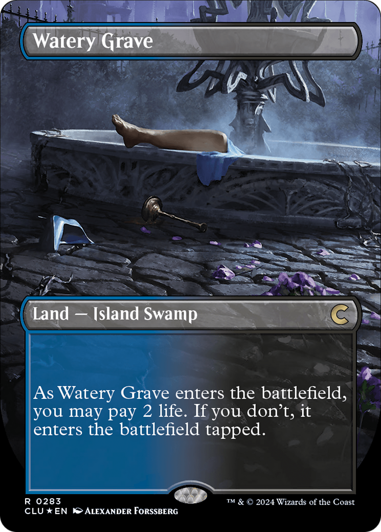 Watery Grave (Borderless) [Ravnica: Clue Edition] | Anubis Games and Hobby
