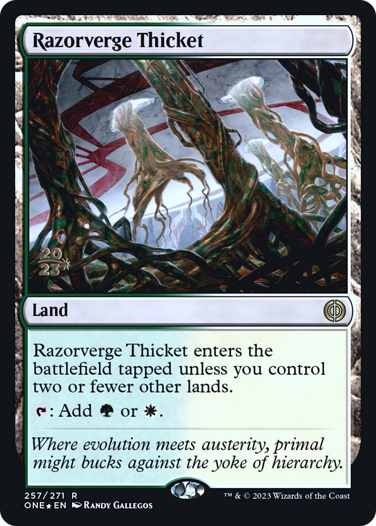 Razorverge Thicket [Phyrexia: All Will Be One Prerelease Promos] | Anubis Games and Hobby