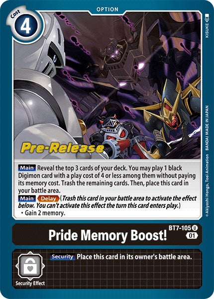 Pride Memory Boost! [BT7-105] [Next Adventure Pre-Release Cards] | Anubis Games and Hobby