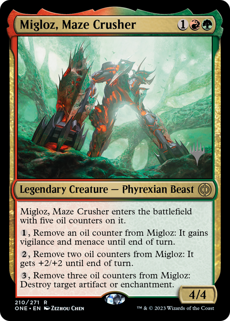 Migloz, Maze Crusher (Promo Pack) [Phyrexia: All Will Be One Promos] | Anubis Games and Hobby