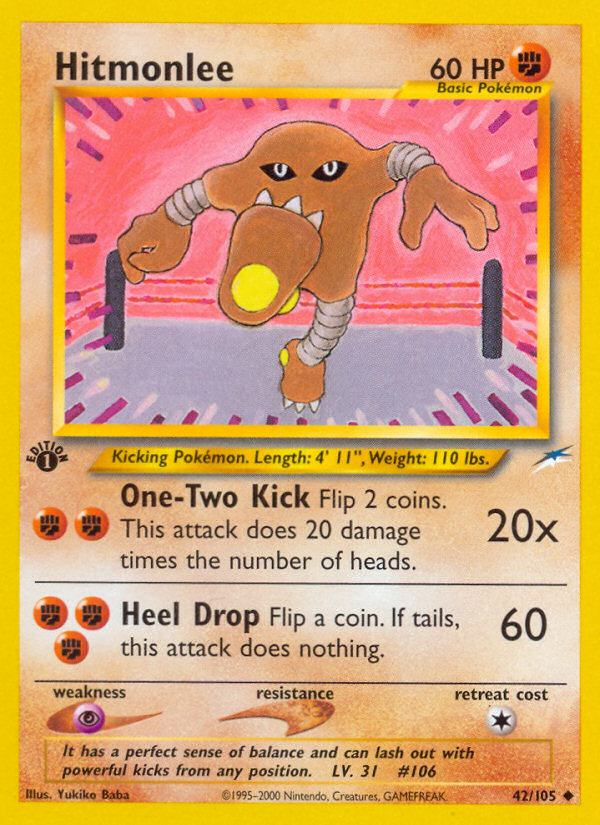 Hitmonlee (42/105) [Neo Destiny 1st Edition] | Anubis Games and Hobby