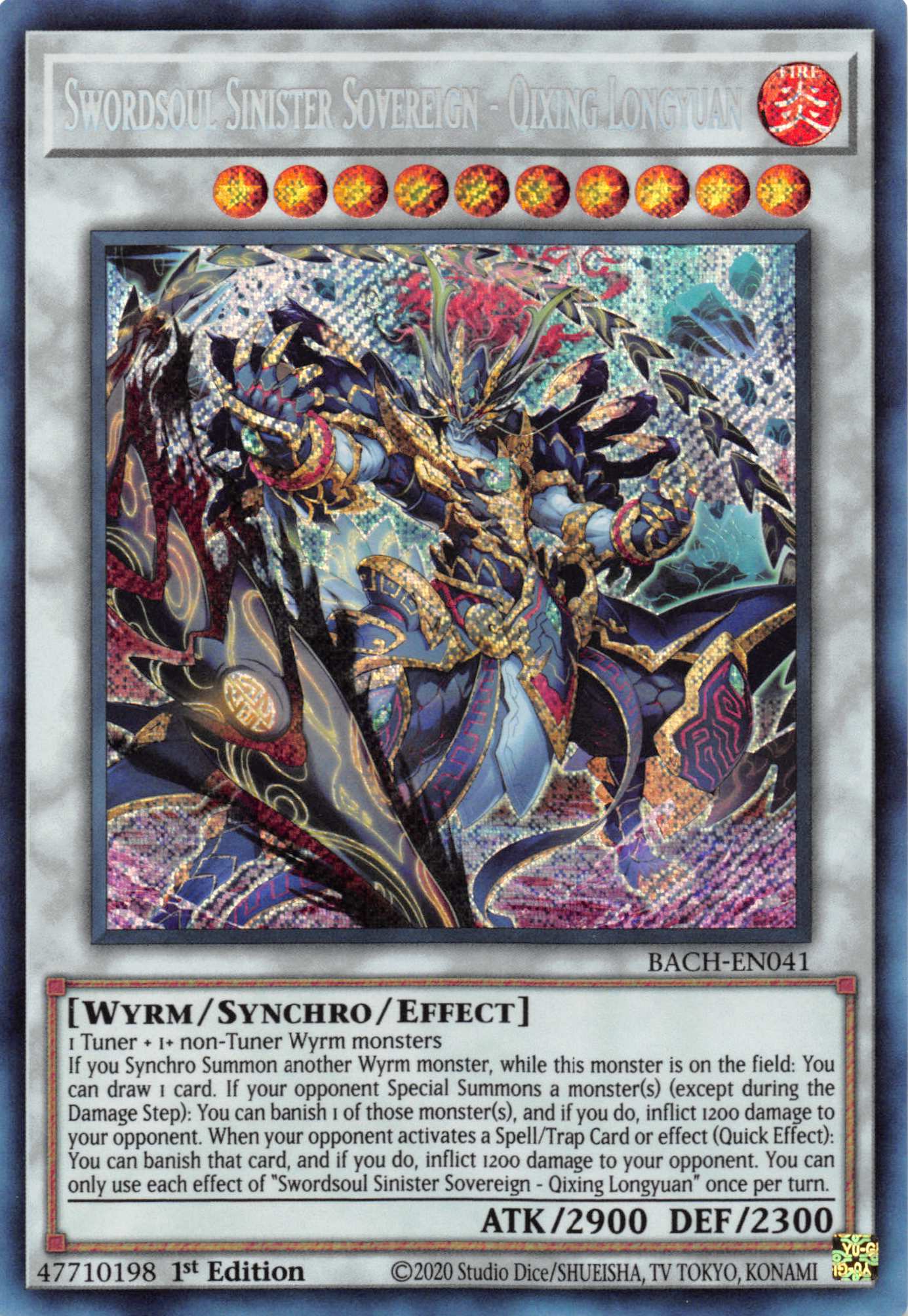 Swordsoul Sinister Sovereign - Qixing Longyuan [BACH-EN041] Secret Rare | Anubis Games and Hobby