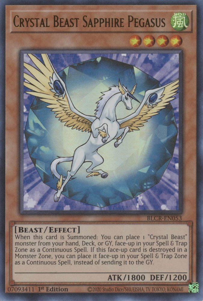 Crystal Beast Sapphire Pegasus [BLCR-EN053] Ultra Rare | Anubis Games and Hobby