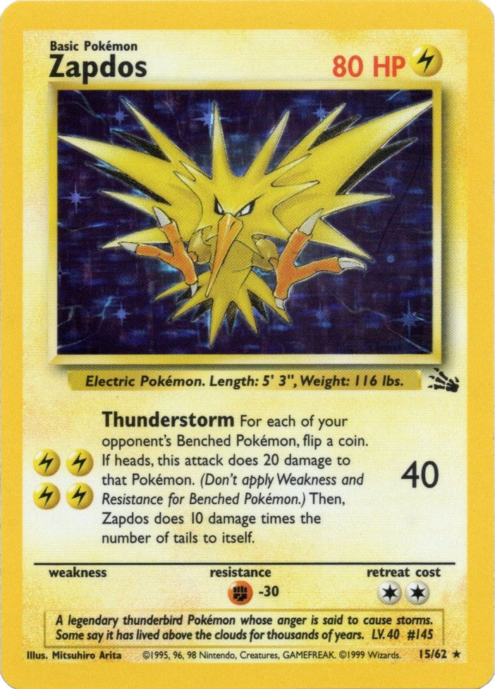 Zapdos (15/62) [Fossil Unlimited] | Anubis Games and Hobby