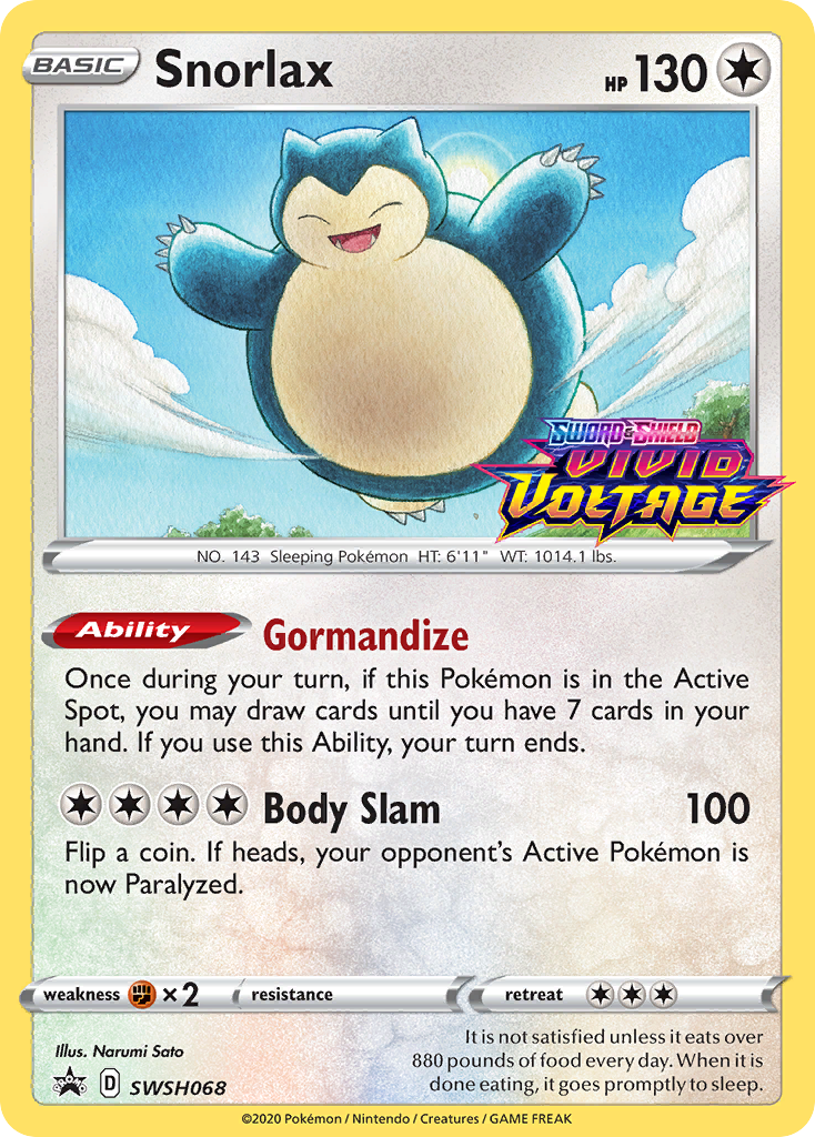 Snorlax (SWSH068) (Prerelease Promo) [Sword & Shield: Black Star Promos] | Anubis Games and Hobby