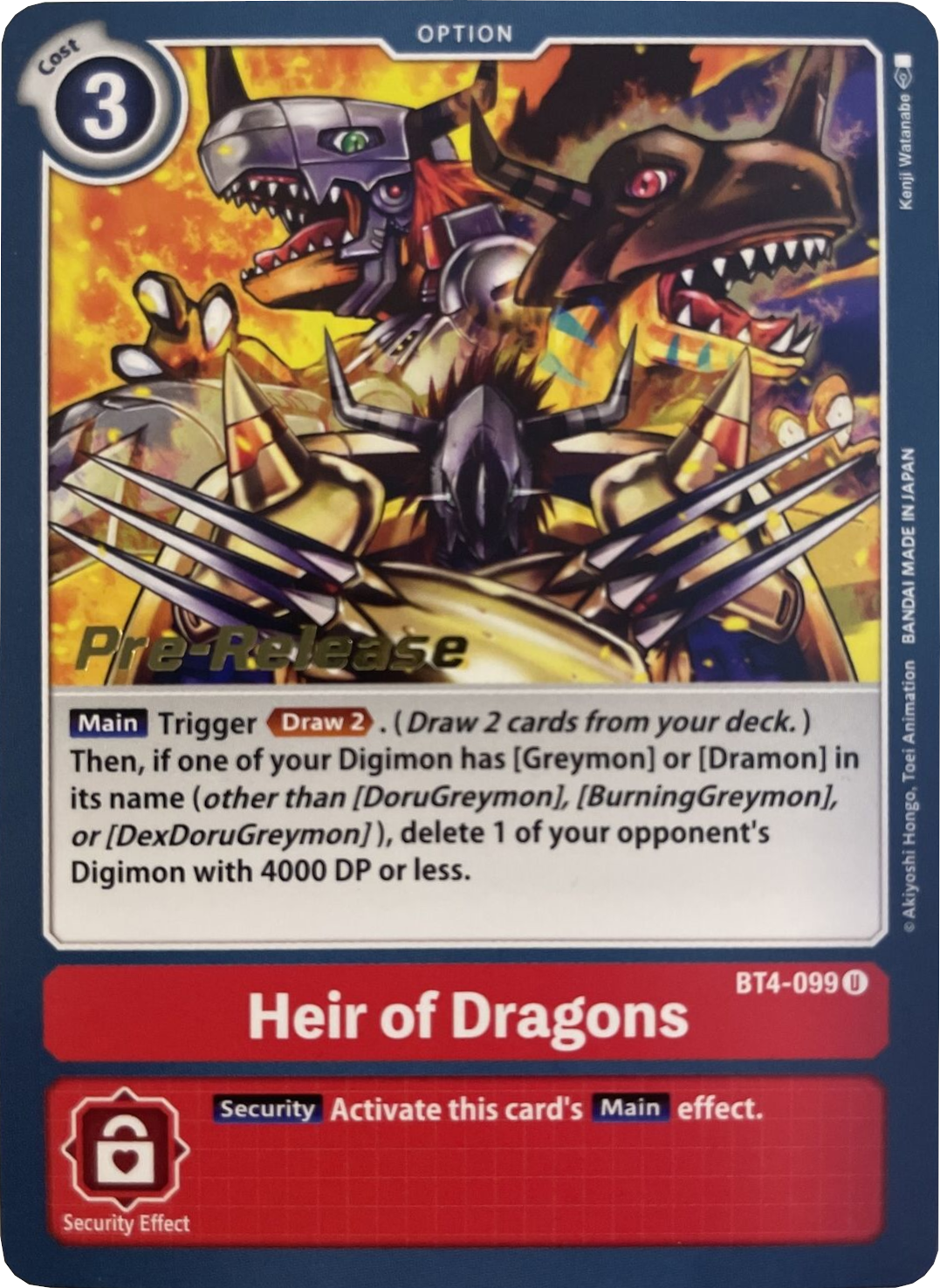 Heir of Dragons [BT4-099] [Great Legend Pre-Release Promos] | Anubis Games and Hobby