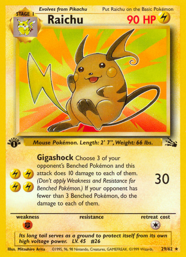 Raichu (29/62) [Fossil 1st Edition] | Anubis Games and Hobby