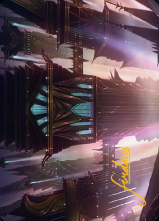 Skybridge Towers Art Card (Gold-Stamped Signature) [Streets of New Capenna Art Series] | Anubis Games and Hobby