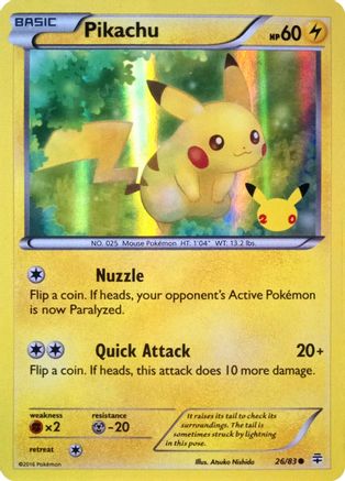 Pikachu (26/83) (20th Anniversary) [XY: Generations] | Anubis Games and Hobby