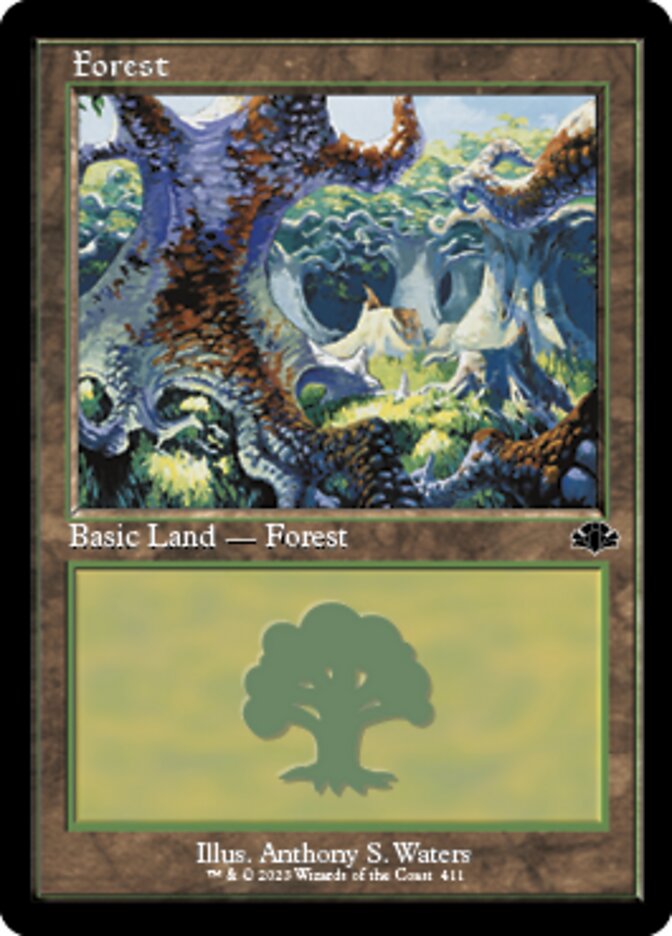 Forest (411) (Retro) [Dominaria Remastered] | Anubis Games and Hobby