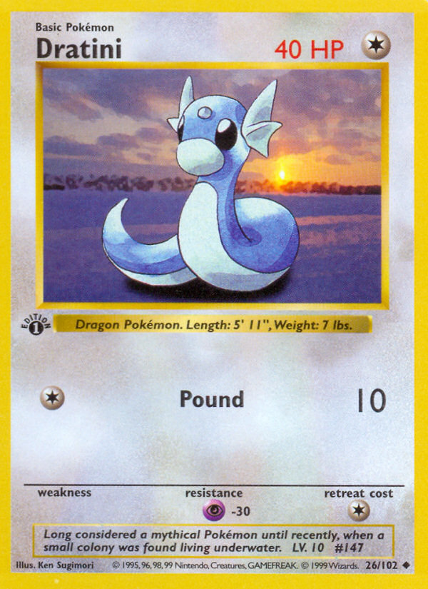 Dratini (26/102) (Shadowless) [Base Set 1st Edition] | Anubis Games and Hobby