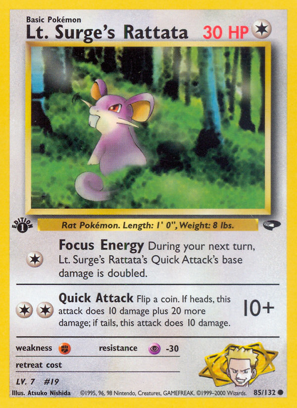 Lt. Surge's Rattata (85/132) [Gym Challenge 1st Edition] | Anubis Games and Hobby