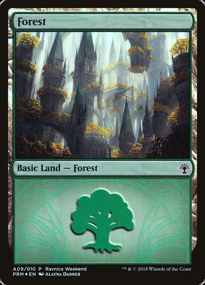 Forest (A09) [Ravnica Allegiance Ravnica Weekend] | Anubis Games and Hobby