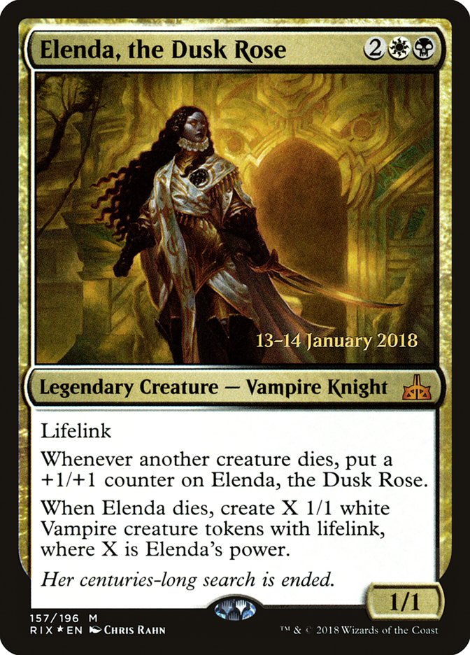 Elenda, the Dusk Rose [Rivals of Ixalan Prerelease Promos] | Anubis Games and Hobby