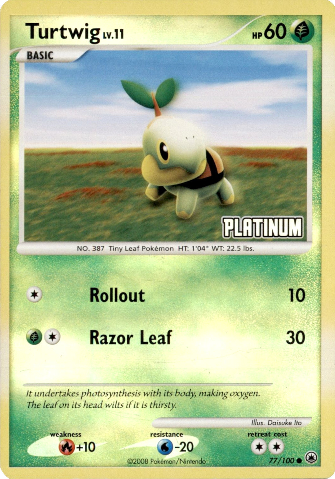 Turtwig LV.11 (77/100) (Platinum) [Burger King Promos: 2008 Collection] | Anubis Games and Hobby