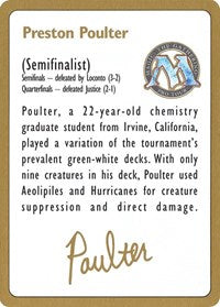 1996 Preston Poulter Biography Card [World Championship Decks] | Anubis Games and Hobby