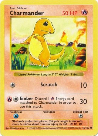 Charmander (46/102) [Base Set Shadowless Unlimited] | Anubis Games and Hobby