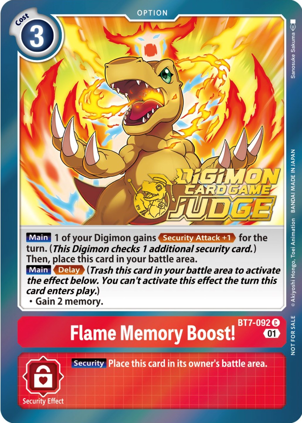 Flame Memory Boost! [BT7-092] (Judge Pack 3) [Next Adventure Promos] | Anubis Games and Hobby