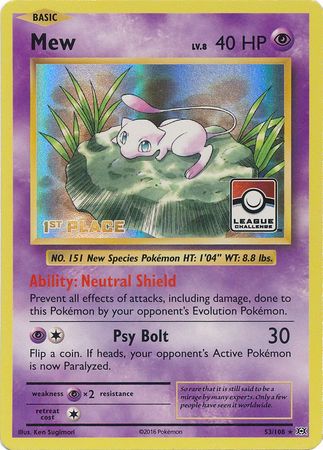 Mew (53/108) (League Promo 1st Place) [XY: Evolutions] | Anubis Games and Hobby